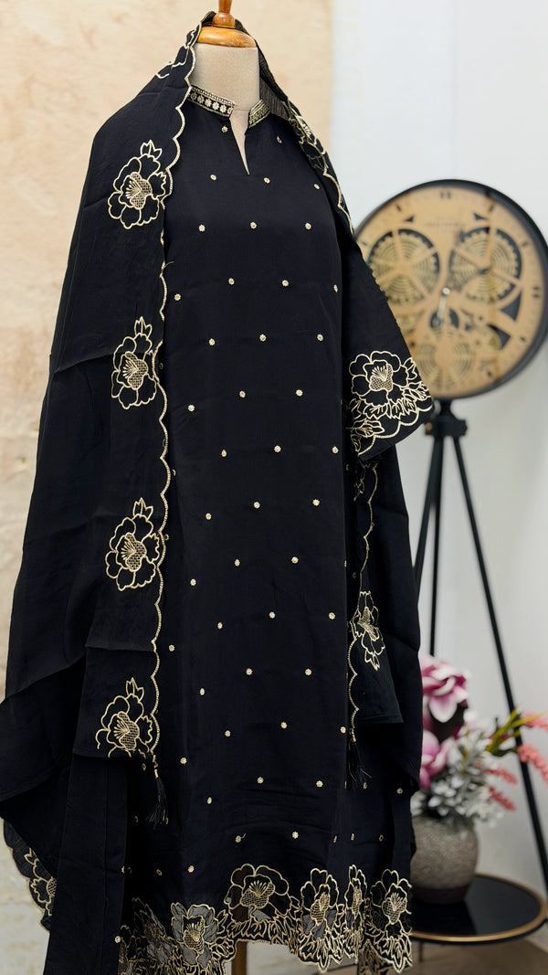 ✨ Roman Silk Embroidered Party Wear Kurti Set ✨