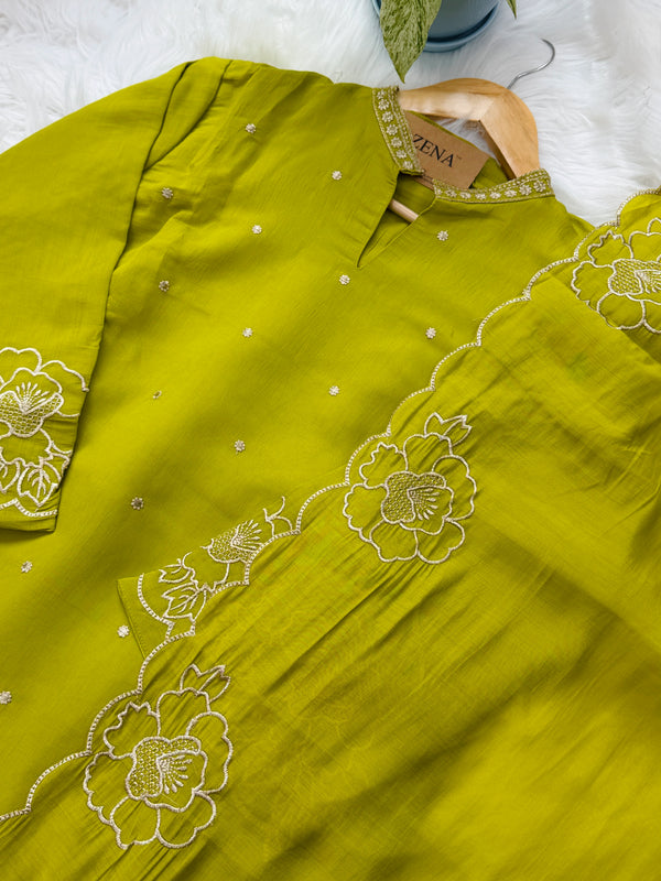 ✨ Roman Silk Embroidered Party Wear Kurti Set ✨