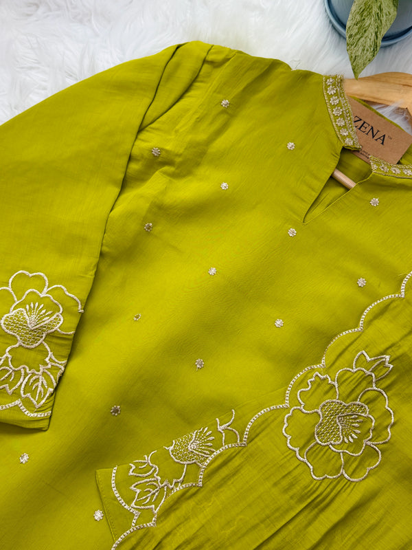 ✨ Roman Silk Embroidered Party Wear Kurti Set ✨