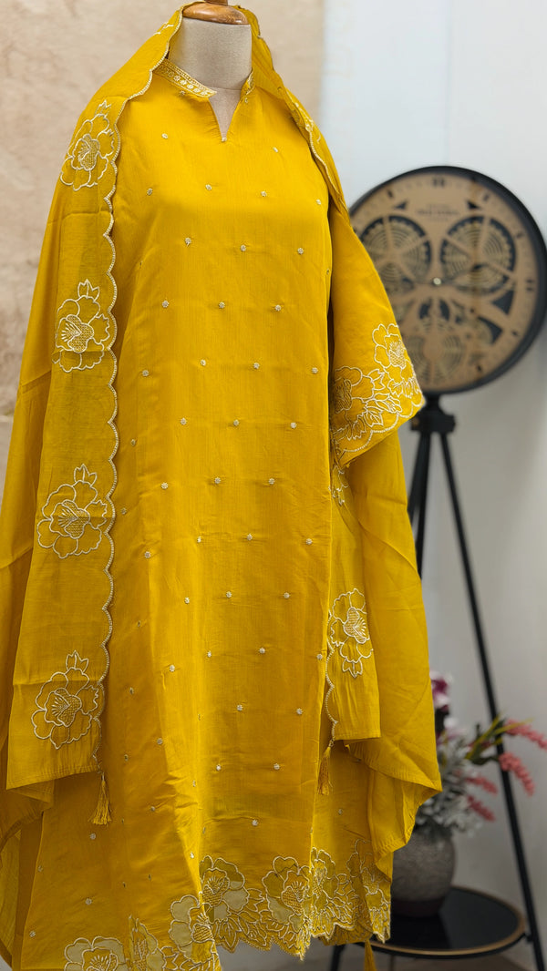 ✨ Roman Silk Embroidered Party Wear Kurti Set ✨