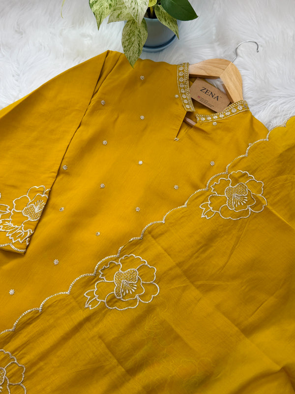 ✨ Roman Silk Embroidered Party Wear Kurti Set ✨