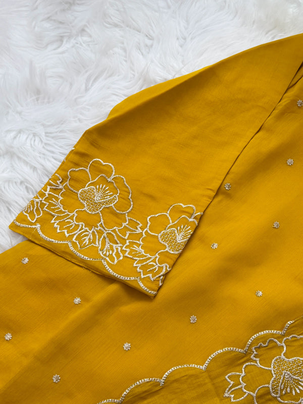 ✨ Roman Silk Embroidered Party Wear Kurti Set ✨