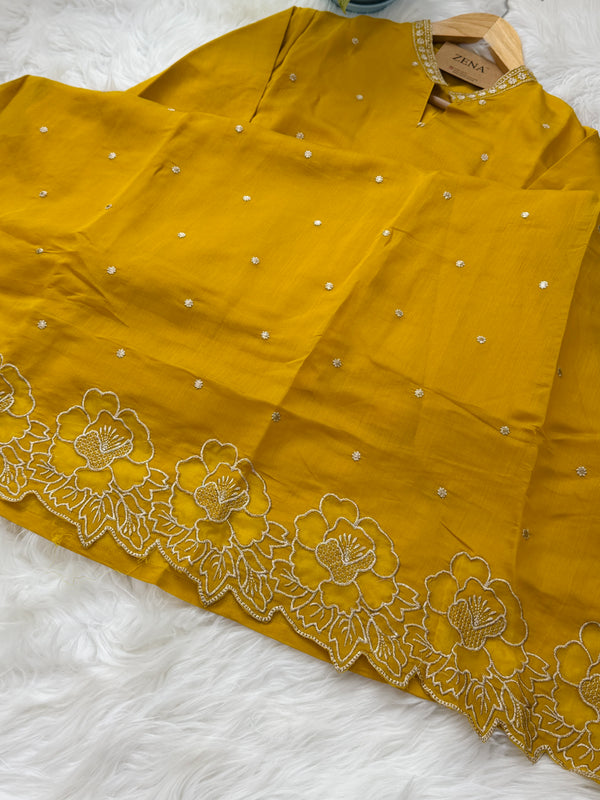✨ Roman Silk Embroidered Party Wear Kurti Set ✨