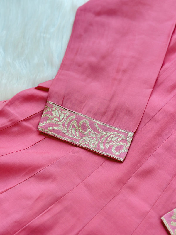 Roman silk hand work Anarkali kurti set