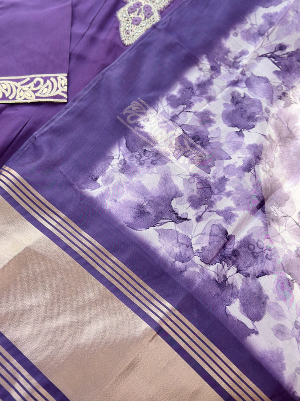 Roman silk hand work Anarkali kurti set