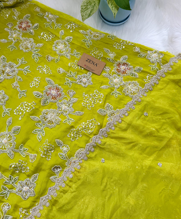 ✨ Premium Cosmo Tissue Silk Handwork Unstitched Suit ✨