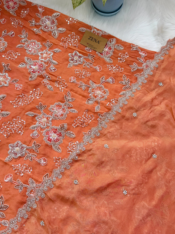 ✨ Premium Cosmo Tissue Silk Handwork Unstitched Suit ✨