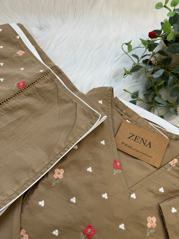 Pure Mul Cotton Embroidered Anarkali Set – Graceful Charm in Every Swirl