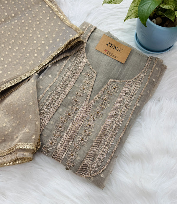 ✨ Tissue Silk Unstitched Partywear Suit ✨