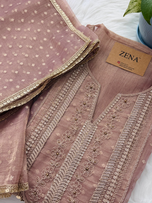 ✨ Tissue Silk Unstitched Partywear Suit ✨
