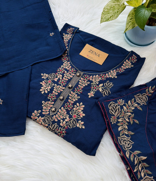 ✨ Pure Cotton Embroidery Work Kurti Set ✨