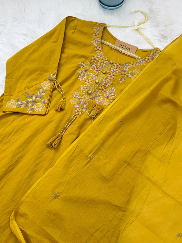 ✨ Pure Cotton Embroidery Work Kurti Set ✨