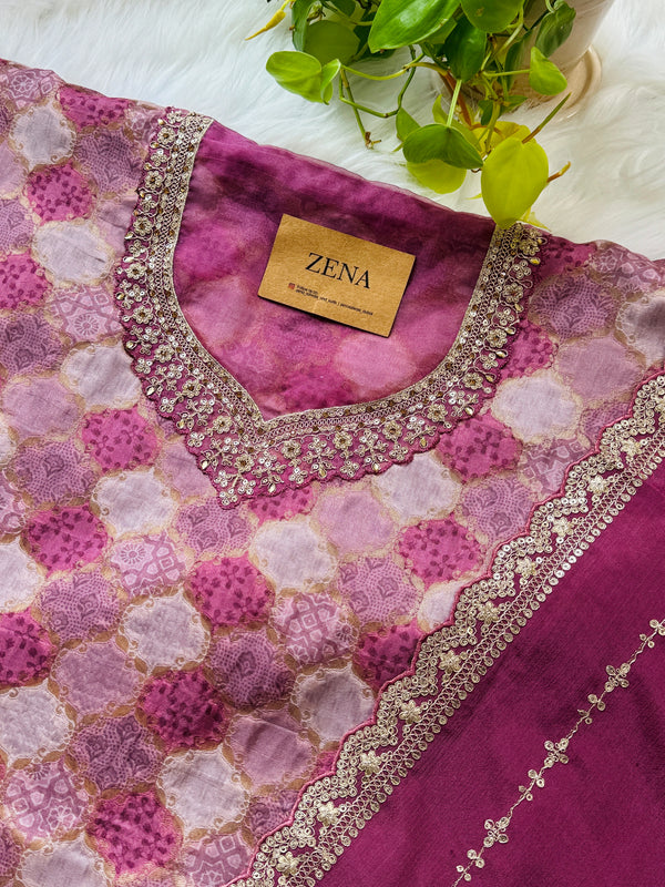 Premium Moga Silk Jacquard | Handwork Suit with Silk Georgette Dupatta