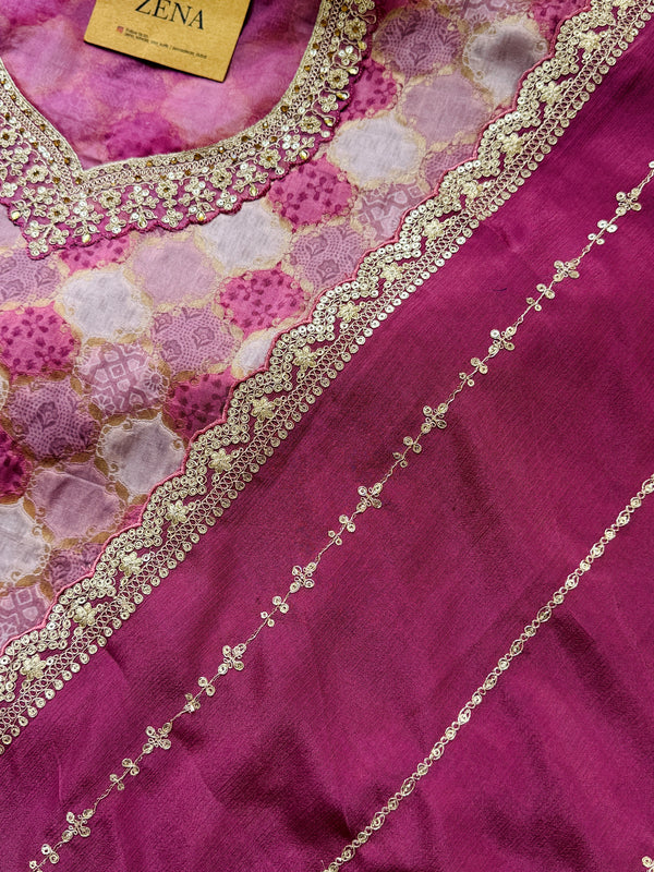Premium Moga Silk Jacquard | Handwork Suit with Silk Georgette Dupatta
