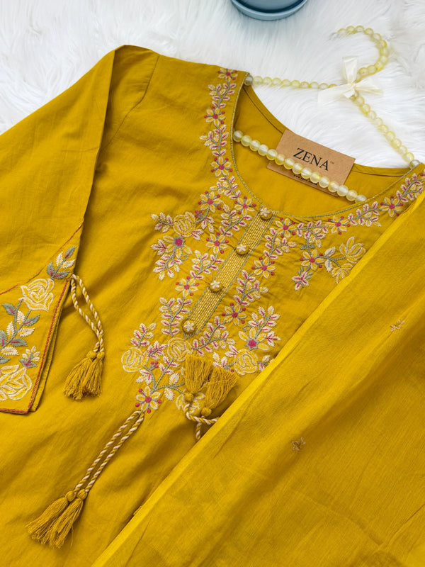 ✨ Pure Cotton Embroidery Work Kurti Set ✨