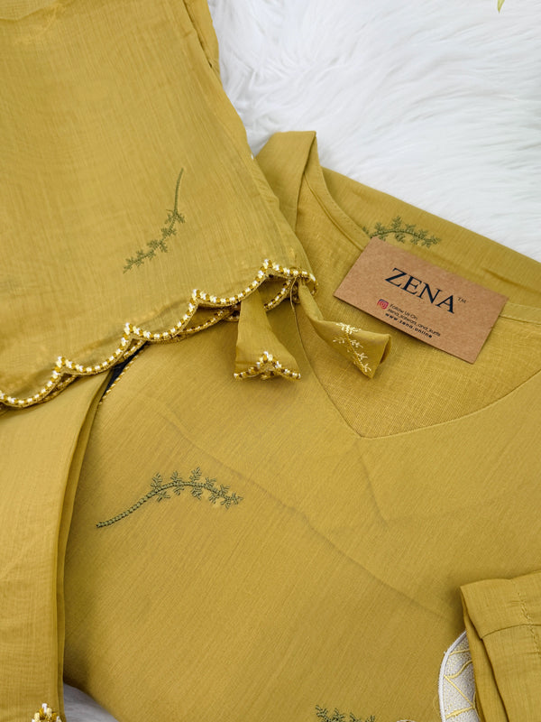 ✨ Mul Chanderi Appliqué Work Kurti Set ✨