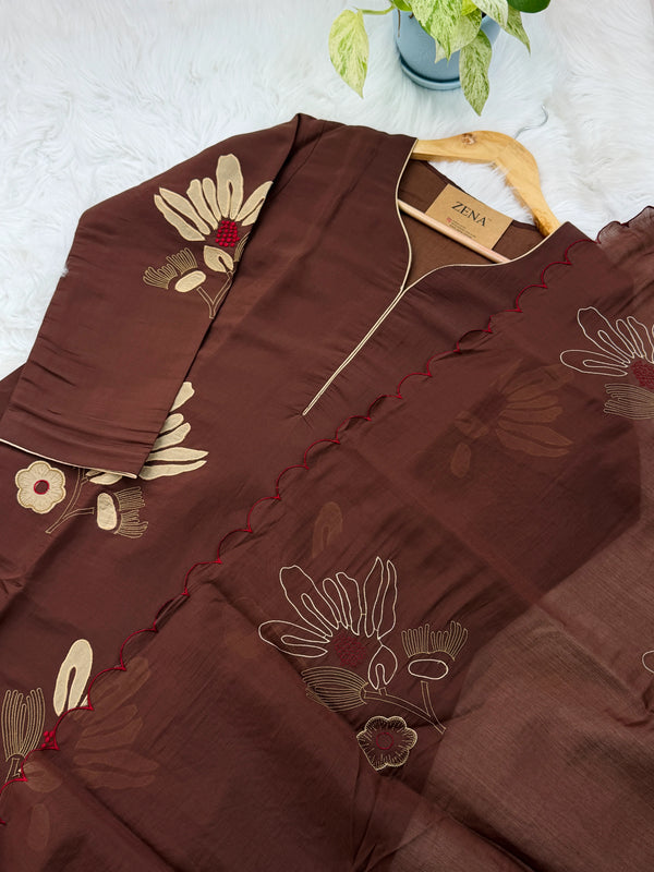 ✨ Mul Chanderi Appliqué Work Kurti Set ✨