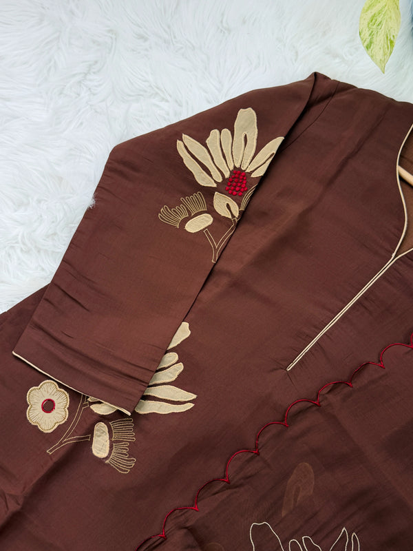 ✨ Mul Chanderi Appliqué Work Kurti Set ✨