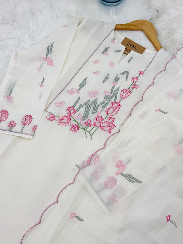 ✨ Glass Chanderi Embroidered Kurti Set ✨