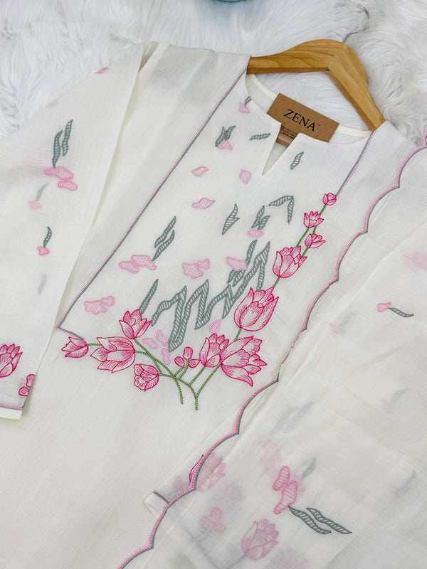 ✨ Glass Chanderi Embroidered Kurti Set ✨