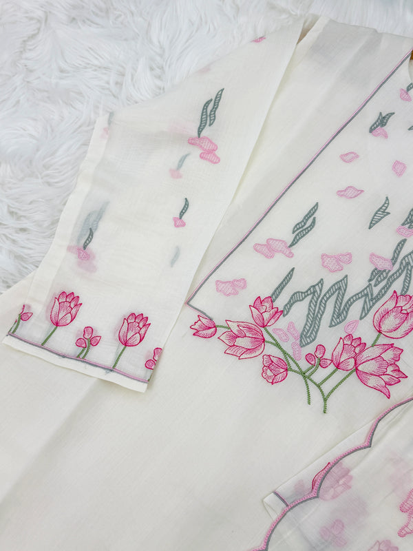 ✨ Glass Chanderi Embroidered Kurti Set ✨