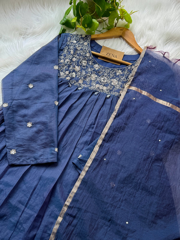 Premium Mul Chanderi Handwork Anarkali Suit – Timeless Festive Grace