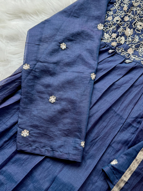 Premium Mul Chanderi Handwork Anarkali Suit – Timeless Festive Grace