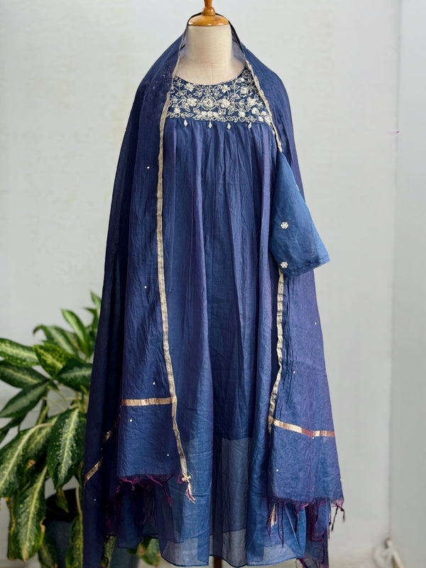 Premium Mul Chanderi Handwork Anarkali Suit – Timeless Festive Grace