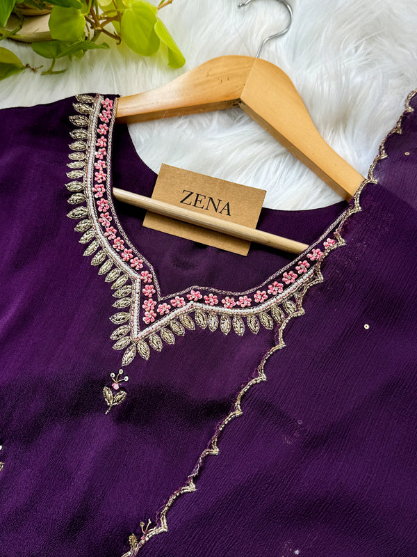 Pure Chinnon Handwork Party-Wear Suit – Celebrate in Effortless Elegance