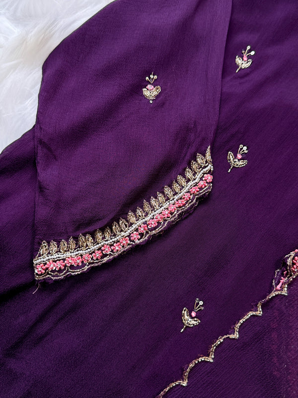 Pure Chinnon Handwork Party-Wear Suit – Celebrate in Effortless Elegance