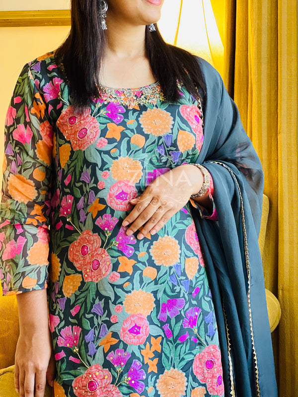 Ready-to-Wear Organza Kurti Set ๐