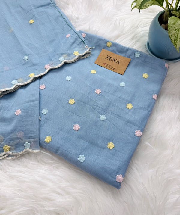 ✨ Malai Chanderi Embroidered Unstitched Suit ✨
