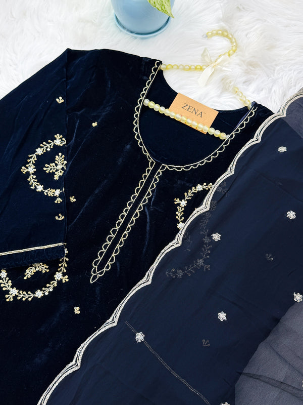 ✨ Velvet Handwork Partywear Kurti Set with Georgette Dupatta ✨