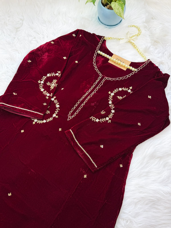 ✨ Velvet Handwork Partywear Kurti Set with Georgette Dupatta ✨