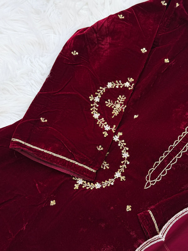 ✨ Velvet Handwork Partywear Kurti Set with Georgette Dupatta ✨