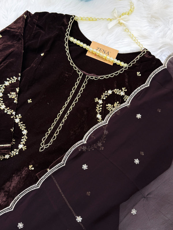 ✨ Velvet Handwork Partywear Kurti Set with Georgette Dupatta ✨