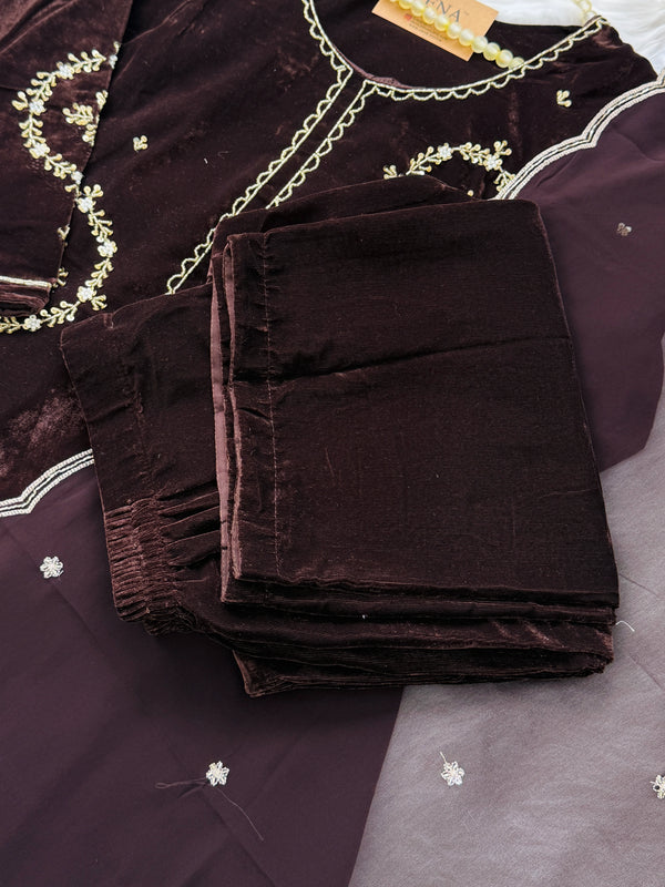 ✨ Velvet Handwork Partywear Kurti Set with Georgette Dupatta ✨