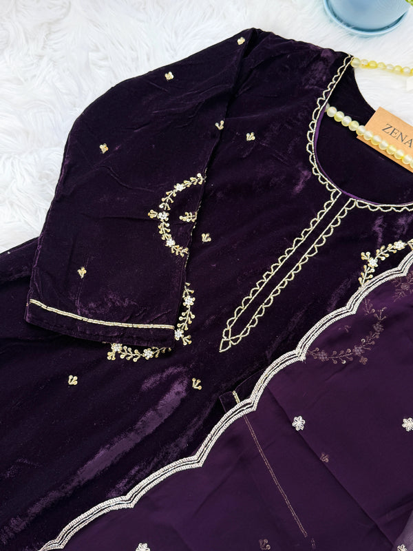 ✨ Velvet Handwork Partywear Kurti Set with Georgette Dupatta ✨