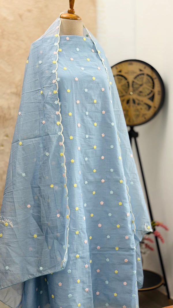 ✨ Malai Chanderi Embroidered Unstitched Suit ✨