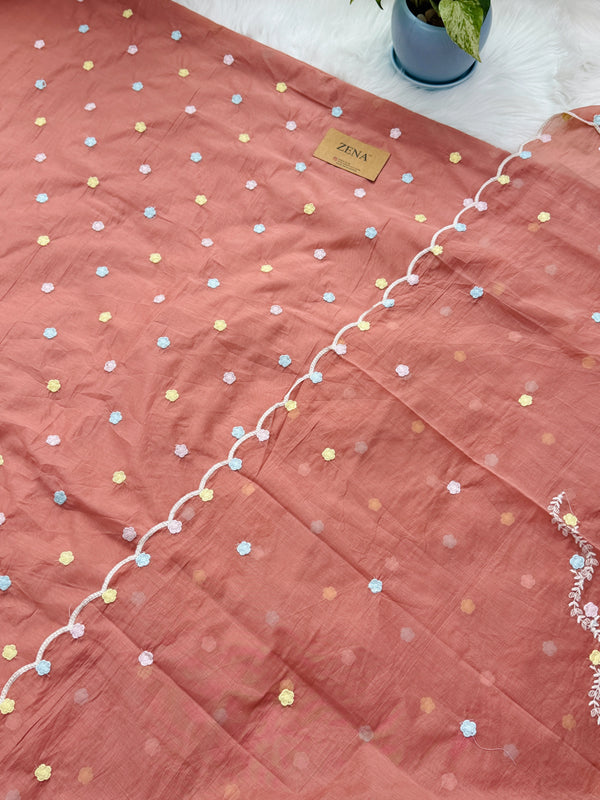 ✨ Malai Chanderi Embroidered Unstitched Suit ✨