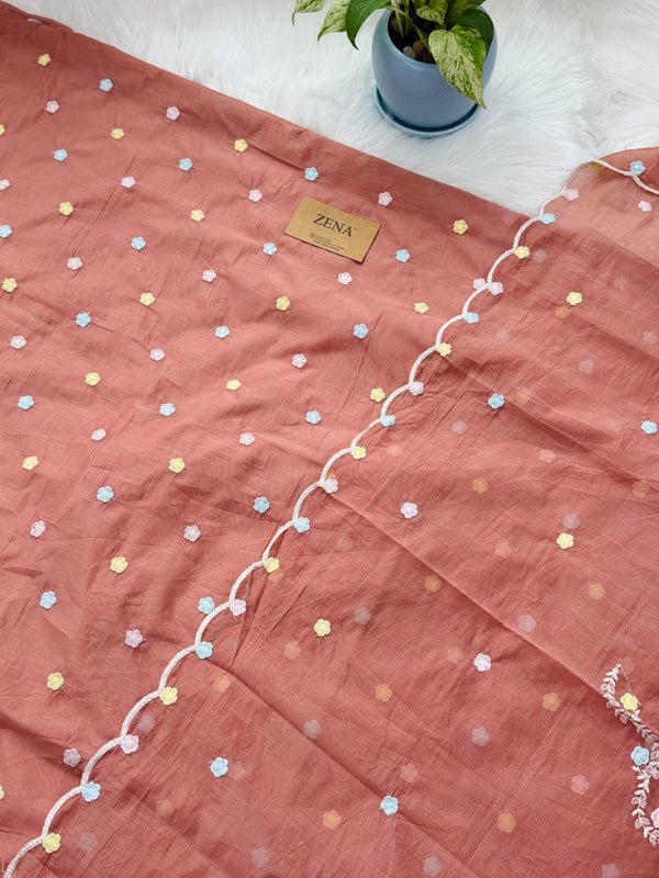 ✨ Malai Chanderi Embroidered Unstitched Suit ✨