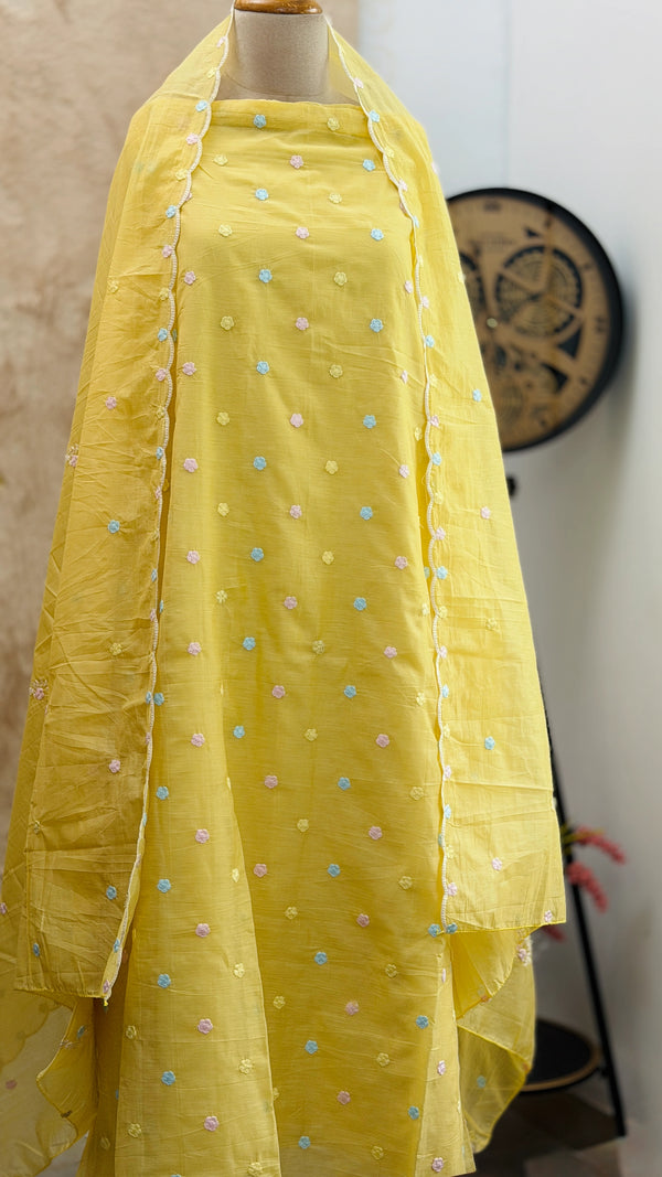 ✨ Malai Chanderi Embroidered Unstitched Suit ✨