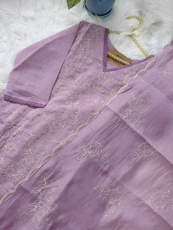 ✨ Coral Crush Embroidered Kurti Set ✨
