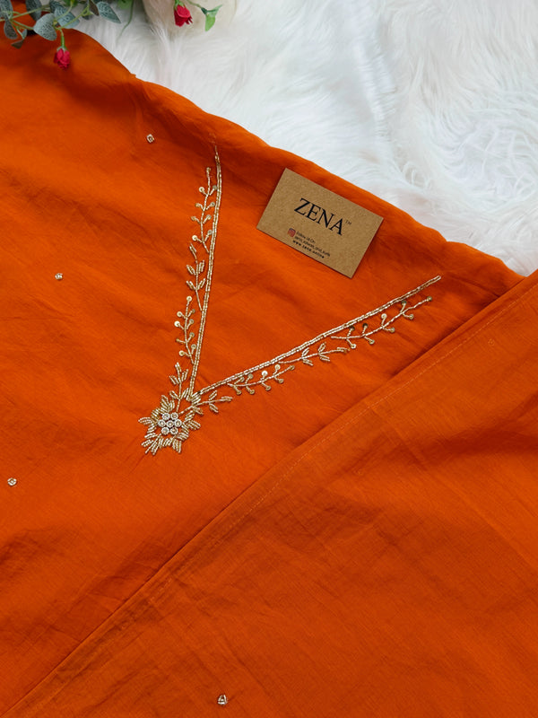 ✨ Mul Chanderi Hand Detailed Unstitched Suit ✨