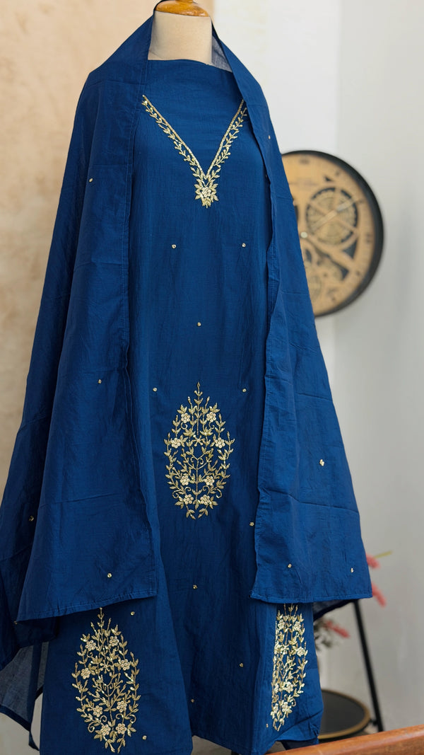 ✨ Mul Chanderi Hand Detailed Unstitched Suit ✨