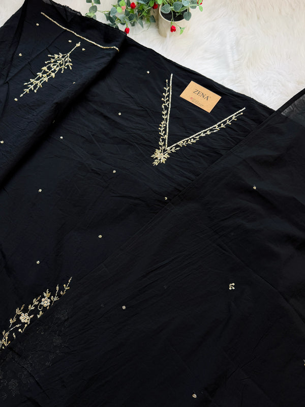 ✨ Mul Chanderi Hand Detailed Unstitched Suit ✨