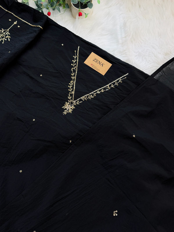 ✨ Mul Chanderi Hand Detailed Unstitched Suit ✨