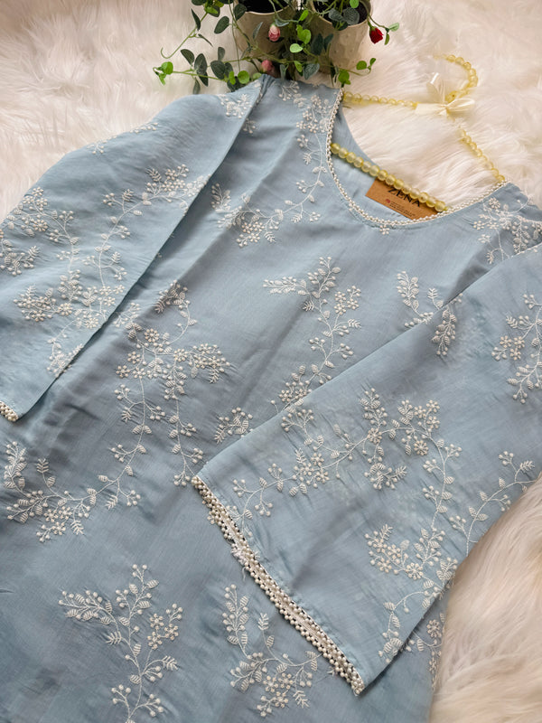 Glass Chanderi Embroidered Anarkali Set ✨