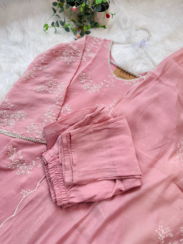 Glass Chanderi Embroidered Anarkali Set ✨
