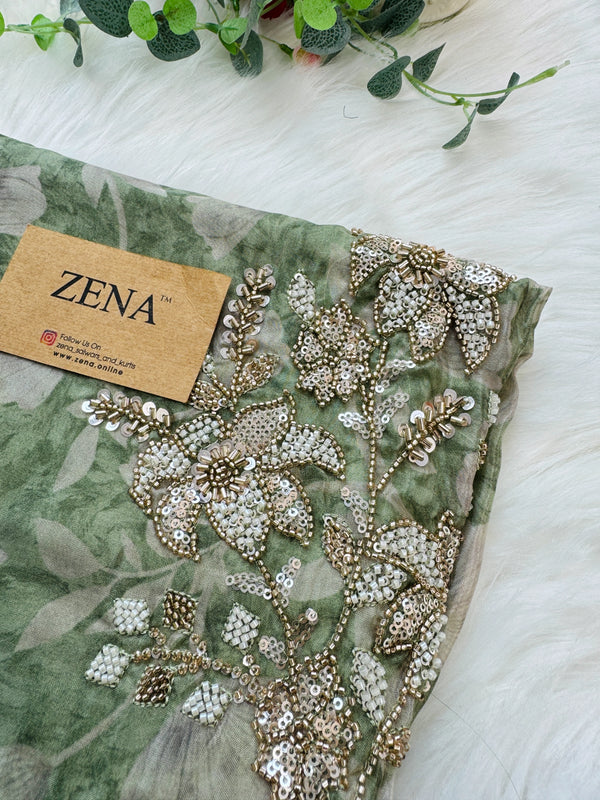✨ Pure Crepe Handwork Unstitched Suit ✨